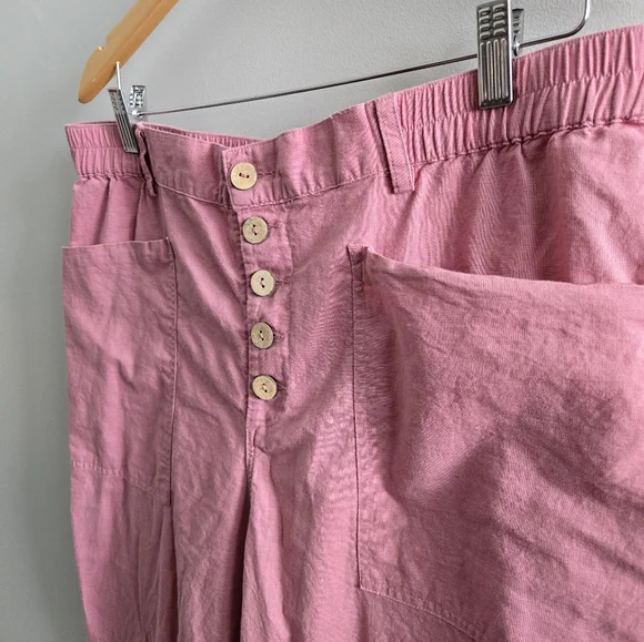 Lintico Lightweight Raspberry Pink Linen Pants XXL - Picture 2 of 8